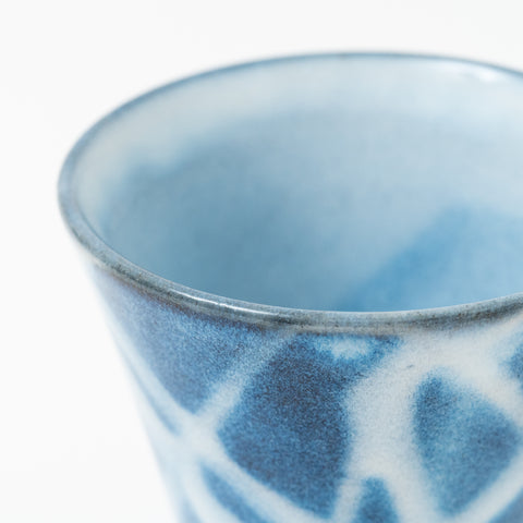 Tenryu KilnBlue Glaze with White Drizzle Pattern Hagi Sake Cup Pair