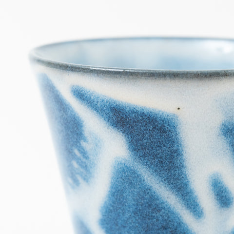 Tenryu KilnBlue Glaze with White Drizzle Pattern Hagi Sake Cup Pair