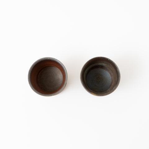 Carbonization Pattern Sangiri Bizen Tea Cup Pair