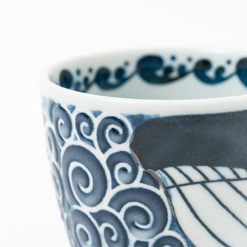 White Wave Whale Mino Soba Cup