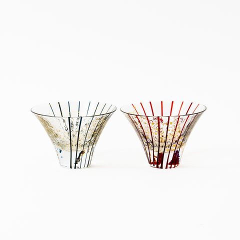 Yachiyo Kiln Flared Edo Glass Sake Cup Pair